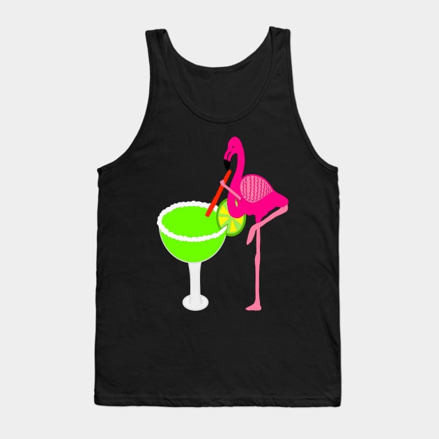 Funny flamingo drinking a margarita Tank Top by Tianna Bahringer